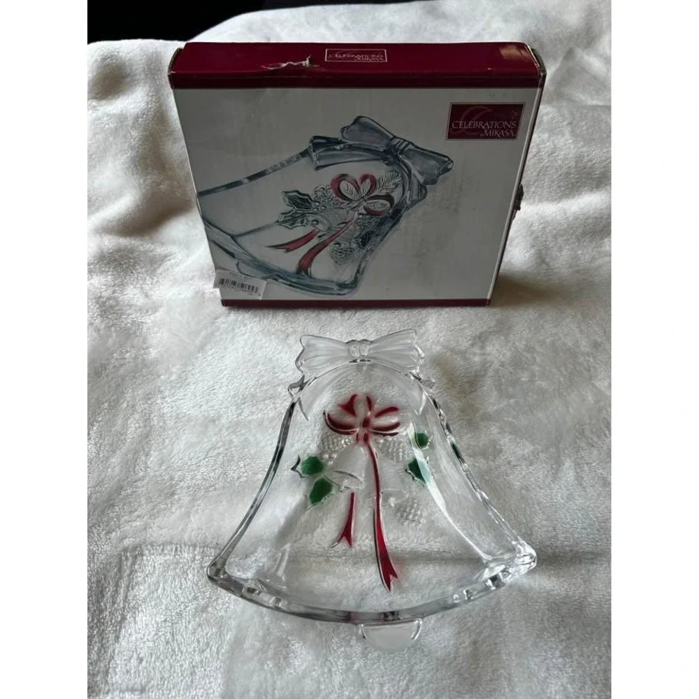 Celebrations by Mikasa Holiday Bells‎ Clear Glass Bell Candy Dish
